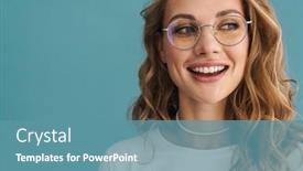  Presentation with wall - Cool new theme with close-up-of-a-smiling backdrop and a teal colored foreground