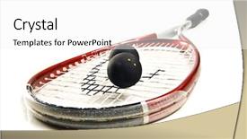  Presentation with squash sport racket - Colorful theme enhanced with close up of a squash backdrop and a white colored foreground