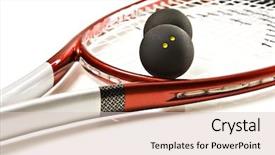  Presentation with squash sport racket - Slide set having close up of a squash background and a lemonade colored foreground