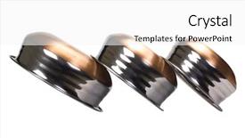  Presentation with stainless steel - PPT theme having close-up of a stainless steel pots in line background and a white colored foreground