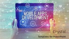  Presentation with mobile technology - Cool new PPT layouts with close-up-of-a-tablet backdrop and a coral colored foreground