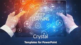  Presentation with learning technology - Slide deck having close-up-of-a-tablet background and a ocean colored foreground