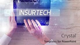  Presentation with tech - Presentation design consisting of close-up-of-a-tablet background and a coral colored foreground