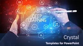  Presentation with technology learning - Slide set having close-up-of-a-tablet background and a ocean colored foreground