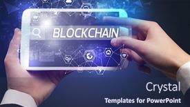  Presentation with blockchain - Amazing slide deck having close-up-of-a-tablet backdrop and a ocean colored foreground