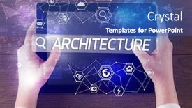  Presentation with architecture - Beautiful PPT layouts featuring close-up-of-a-tablet backdrop and a ocean colored foreground