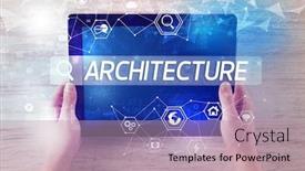  Presentation with architecture - Slides enhanced with close-up-of-a-tablet background and a mint green colored foreground