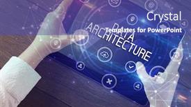  Presentation with data - PPT layouts featuring close-up-of-a-tablet background and a ocean colored foreground