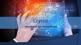  Presentation with energy solar - Presentation with close-up-of-a-tablet background and a teal colored foreground