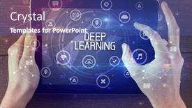  Presentation with technology learning - Cool new slides with close-up-of-a-tablet backdrop and a ocean colored foreground