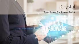  Presentation with technology hardware - PPT theme featuring close-up-of-a-tablet background and a lemonade colored foreground