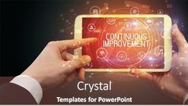  Presentation with continuous improvement - Slide deck having close-up-of-a-tablet background and a tawny brown colored foreground