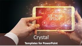  Presentation with software - Theme enhanced with close-up-of-a-tablet background and a tawny brown colored foreground