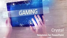  Presentation with gaming - Slide set consisting of close-up-of-a-tablet background and a coral colored foreground