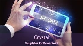  Presentation with tech - Beautiful PPT theme featuring close-up-of-a-tablet backdrop and a wine colored foreground