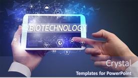  Presentation with biotechnology - Beautiful PPT theme featuring close-up-of-a-tablet backdrop and a ocean colored foreground