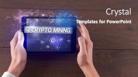  Presentation with crypto - Cool new PPT layouts with close-up-of-a-tablet backdrop and a tawny brown colored foreground