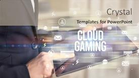  Presentation with cloud gaming - Colorful presentation design enhanced with close-up-of-a-tablet backdrop and a lemonade colored foreground