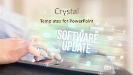  Presentation with software - Slide deck enhanced with close-up-of-a-tablet background and a lemonade colored foreground