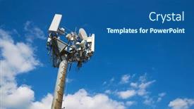  Presentation with telecommunications - PPT theme having close-up-of-a-telecommunications background and a ocean colored foreground