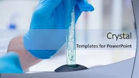  Presentation with test tube laboratory - Presentation theme enhanced with close up of a test tube in the laboratory background and a light blue colored foreground