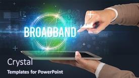  Presentation with broadband - Colorful presentation theme enhanced with close-up-of-a-touchscreen backdrop and a wine colored foreground