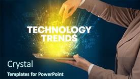  Presentation with technology trends - Cool new slides with close-up-of-a-touchscreen backdrop and a navy blue colored foreground