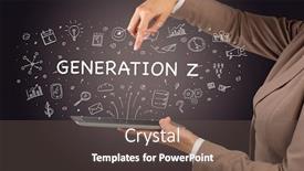  Presentation with social media - Theme enhanced with close-up-of-a-touchscreen background and a tawny brown colored foreground