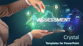  Presentation with assessment business - Amazing slide deck having close-up-of-a-touchscreen backdrop and a navy blue colored foreground