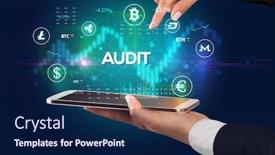  Presentation with business opportunity - Slide deck enhanced with close-up-of-a-touchscreen background and a navy blue colored foreground