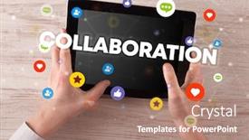  Presentation with collaboration - Slide set consisting of close-up-of-a-touchscreen background and a coral colored foreground