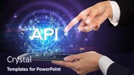  Presentation with modern - Audience pleasing presentation design consisting of close-up-of-a-touchscreen backdrop and a wine colored foreground