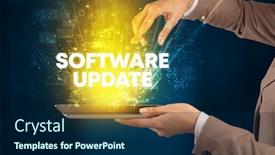  Presentation with software - Cool new presentation design with close-up-of-a-touchscreen backdrop and a navy blue colored foreground