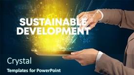  Presentation with sustainable development - Colorful PPT layouts enhanced with close-up-of-a-touchscreen backdrop and a navy blue colored foreground
