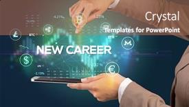  Presentation with new opportunity - Audience pleasing presentation theme consisting of close-up-of-a-touchscreen backdrop and a coral colored foreground