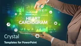  Presentation with medical heart - Presentation theme enhanced with close-up-of-a-touchscreen background and a navy blue colored foreground