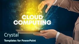  Presentation with cloud technology - Slides having close-up-of-a-touchscreen background and a navy blue colored foreground