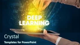  Presentation with learning technology - Audience pleasing theme consisting of close-up-of-a-touchscreen backdrop and a navy blue colored foreground