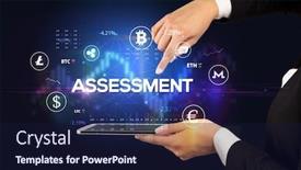  Presentation with assessment business - Amazing theme having close-up-of-a-touchscreen backdrop and a navy blue colored foreground