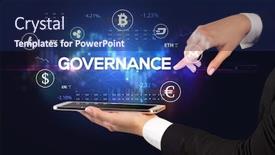  Presentation with business opportunity - PPT layouts consisting of close-up-of-a-touchscreen background and a navy blue colored foreground