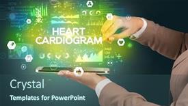  Presentation with heart medical - Cool new slides with close-up-of-a-touchscreen backdrop and a ocean colored foreground