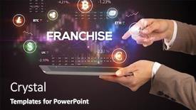  Presentation with franchise - Colorful slide deck enhanced with close-up-of-a-touchscreen backdrop and a wine colored foreground