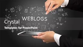  Presentation with social media - Beautiful PPT layouts featuring close-up-of-a-touchscreen backdrop and a dark gray colored foreground