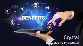  Presentation with business opportunity - Colorful slide deck enhanced with close-up-of-a-touchscreen backdrop and a wine colored foreground