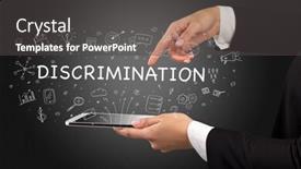  Presentation with discrimination - Presentation design consisting of close-up-of-a-touchscreen background and a dark gray colored foreground