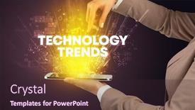  Presentation with technology trends - Colorful presentation design enhanced with close-up-of-a-touchscreen backdrop and a wine colored foreground