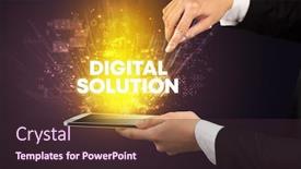  Presentation with solution - Beautiful slide deck featuring close-up-of-a-touchscreen backdrop and a wine colored foreground