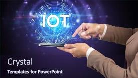  Presentation with iot - Audience pleasing PPT theme consisting of close-up-of-a-touchscreen backdrop and a wine colored foreground