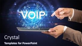  Presentation with voip - Beautiful PPT theme featuring close-up-of-a-touchscreen backdrop and a wine colored foreground