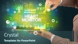  Presentation with heart monitor - Slide deck having close-up-of-a-touchscreen background and a ocean colored foreground
